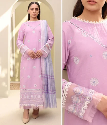 Zellbury Emb Shirt Shalwar Dupatta WUS25E30284
