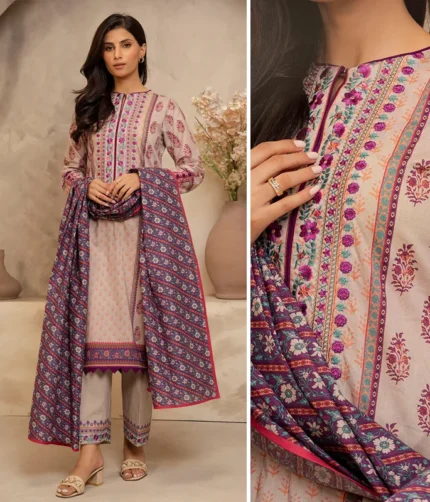 Zellbury Emb Shirt Shalwar Dupatta WUS25E30064