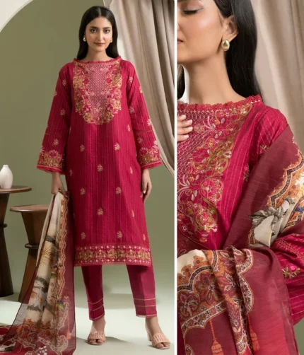 Zellbury Emb Shirt Shalwar Dupatta WUS25E30346