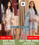 Buy AlKaram Luxury Suit Get Free Zellbury Suit
