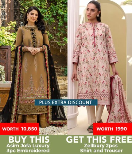 Buy Asim Jofa Luxury 3pc Get Zellbury Free 2pc