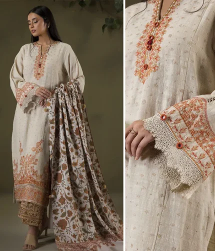 Zellbury Embroidered Shawl 3pc Unstitched 0235