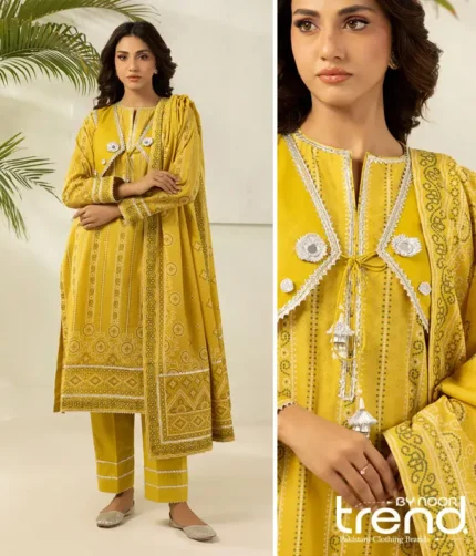 Zellbury Yellow Printed Lawn Suit – WUS26X30481