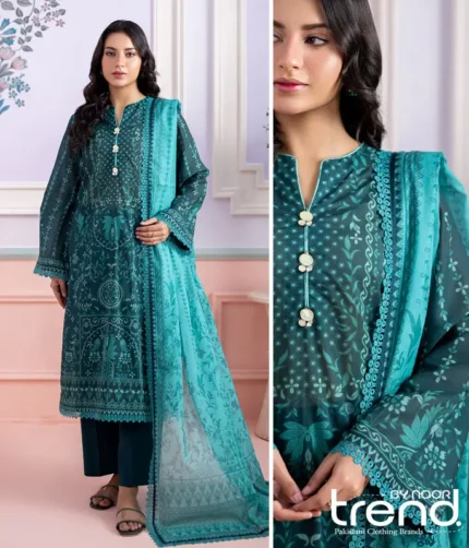 Zellbury Sea Green Printed Lawn Suit – WUS26X30541