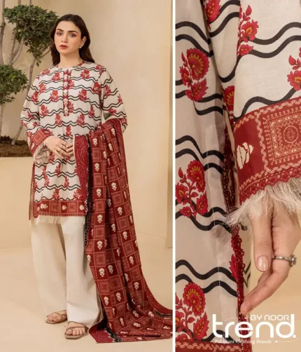 Zellbury Maroon Digital Printed Lawn Suit – WUS26X30693