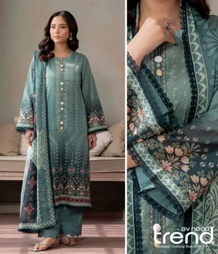 Zellbury Seawater Digital Printed Lawn Suit – WUS26X30752