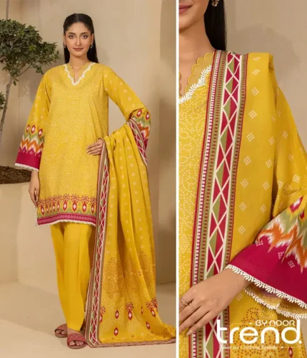 pale yellow digital printed lawn suit pakistan