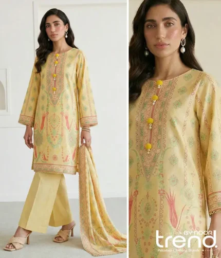 Zellbury Lemon Digital Printed Lawn Suit – WUS26X30817