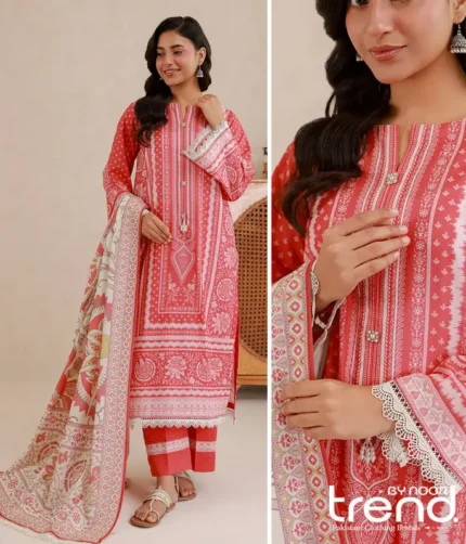 Pink Digital Printed Lawn Suit – Zellbury 3 Piece Unstitched