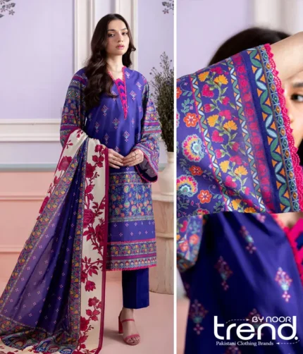 Zellbury Shocking Purple Folk Print Lawn Suit – WUS26X30874