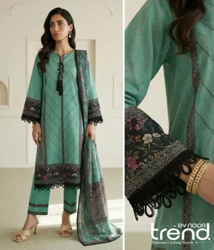 green digital printed lawn suit pakistan