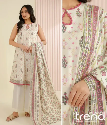 beige digital printed lawn suit pakistan