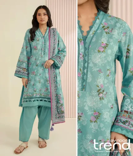 Zellbury Green Pink Bouquet Printed Lawn Suit – WUS26X30951